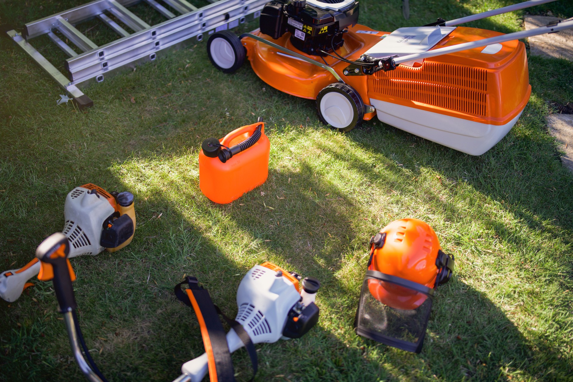 Group of Machines and Tools for Landscaping.